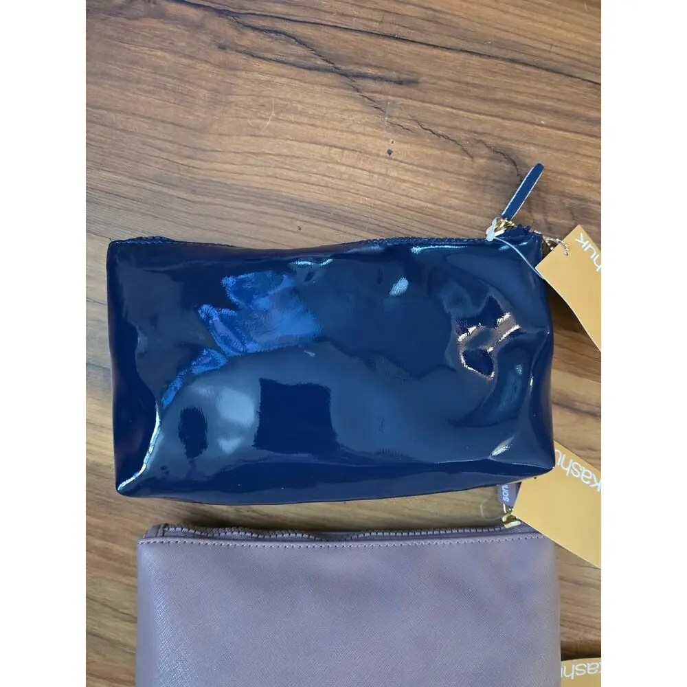 3 Sonia Kashuk™ Small Makeup Bag Patent Zip Up Clutch Style s33